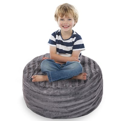 Cheer Collection Faux Fur Bean Bag and Stuffed Animal Storage Case