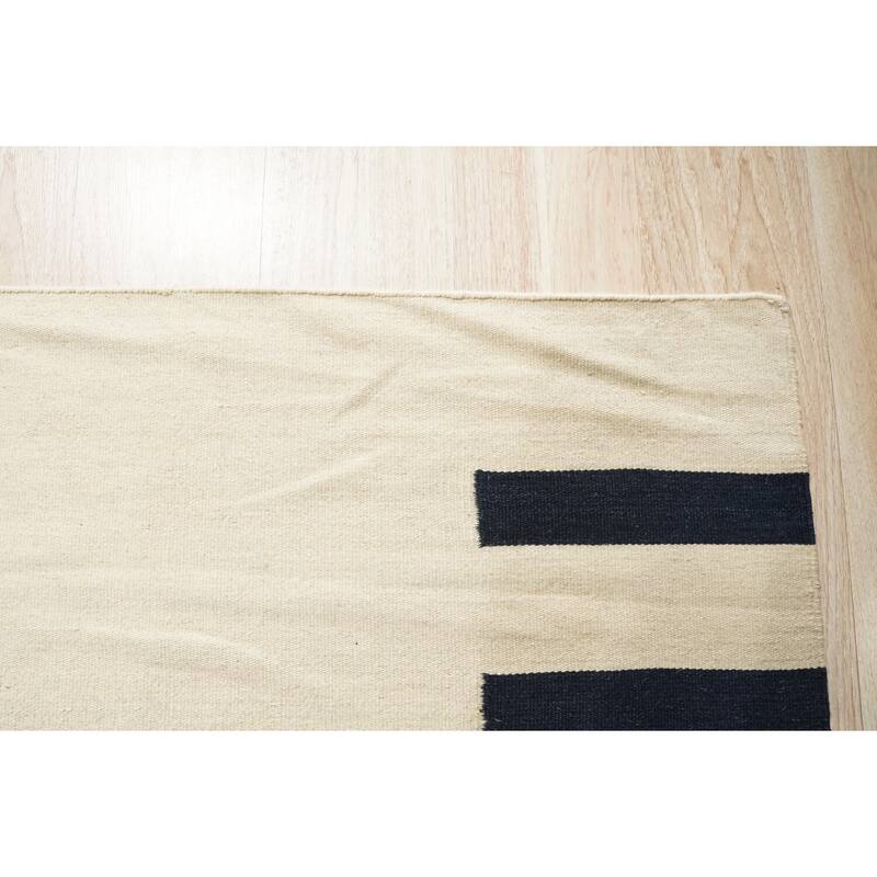 Hand-Knotted Wool Modern Flat Weave Rug, 7'9 x 9'9, Multi Area Rug, Elegant Multi-Color Design for Bedrooms - L