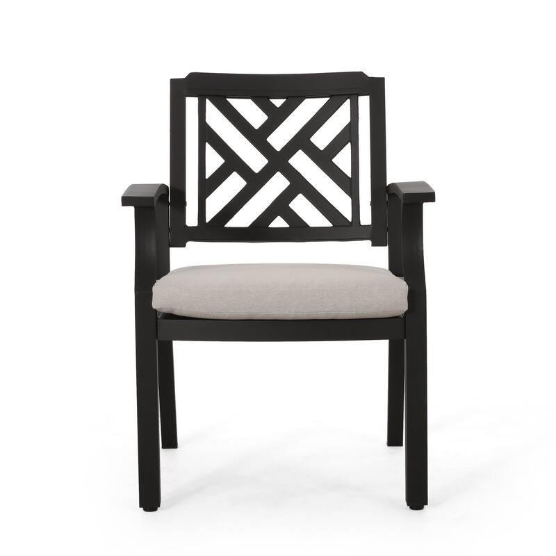 2 Piece Armrest Dining Chair with Aluminum Frame, Waterproof Cushion, Backrest for Dining Room Kitchen Bedroom Living Room