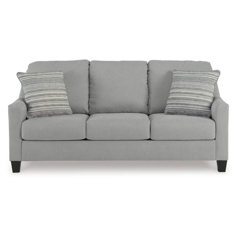 Blaire Sofa, Gray Polyester, 2 Accent Pillows, Black Wood, 80 Inch