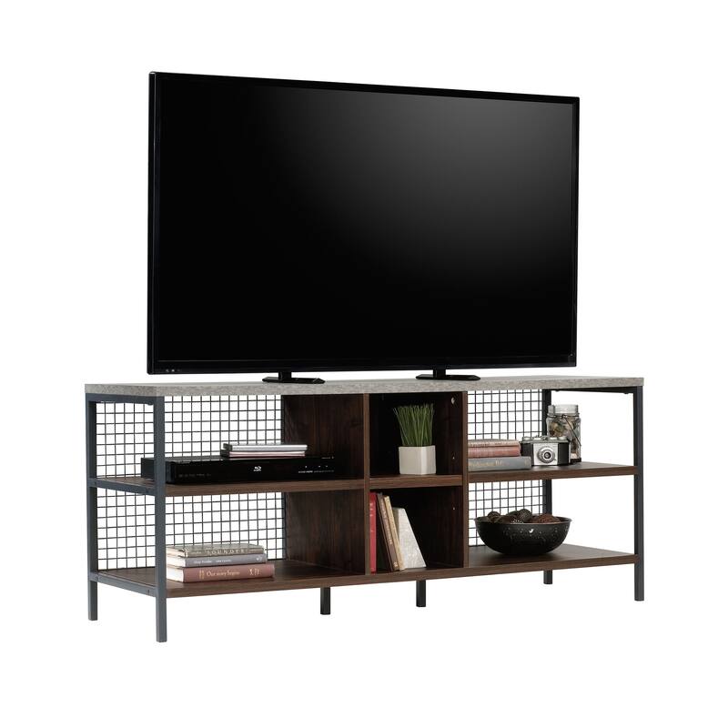 Engineered Wood Industrial Credenza For TVs up to 60", Brown - 55.35"W x 17.72"D x 23.27"H