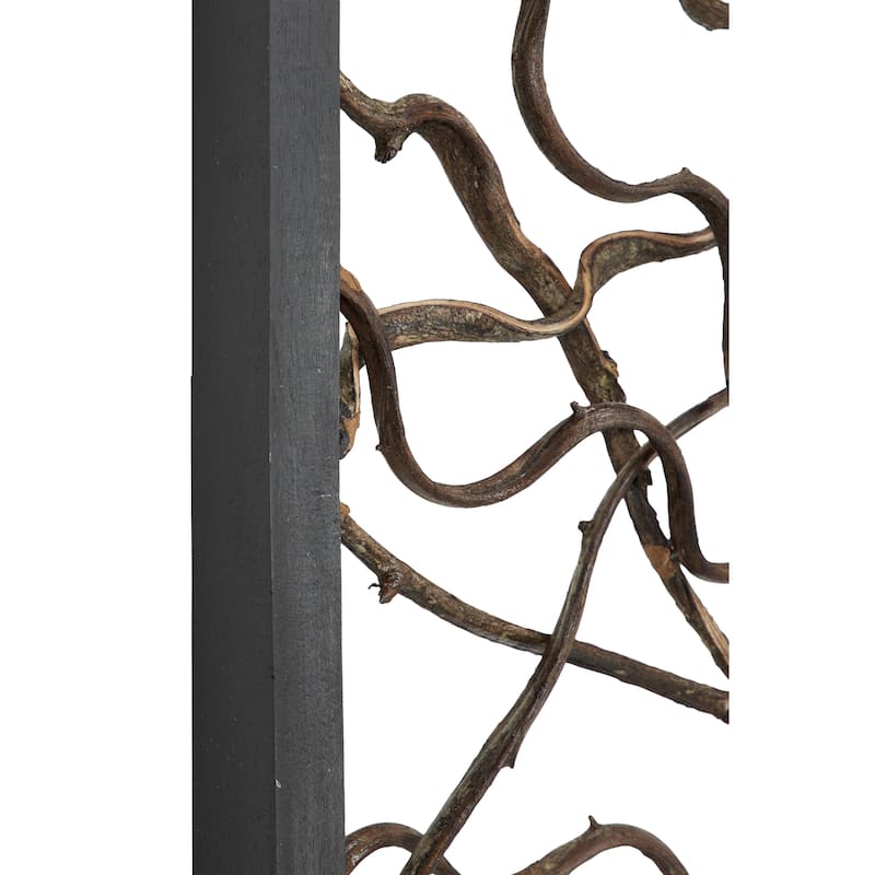 Teak Wood Tree Branch Wall Decor with Black Frame - Brown - Roche River Decor