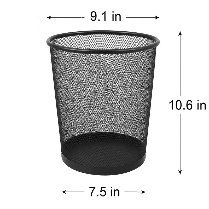 Creative Home 2.5 Gallon Black Steel Mesh Round Wastebasket