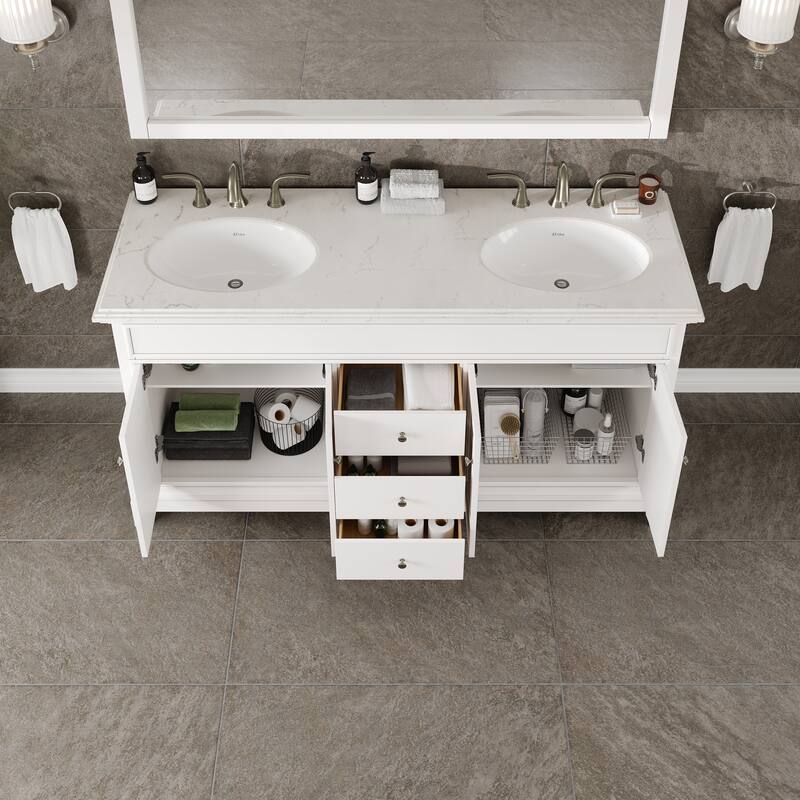Elite Stamford Bath Vanity with Carrara Quartz Top and Porcelain Sink