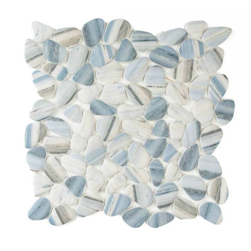 The Tile Life Huron Rock 12x12 Azul Glass Pebble Mosaic Floor & Wall Tile