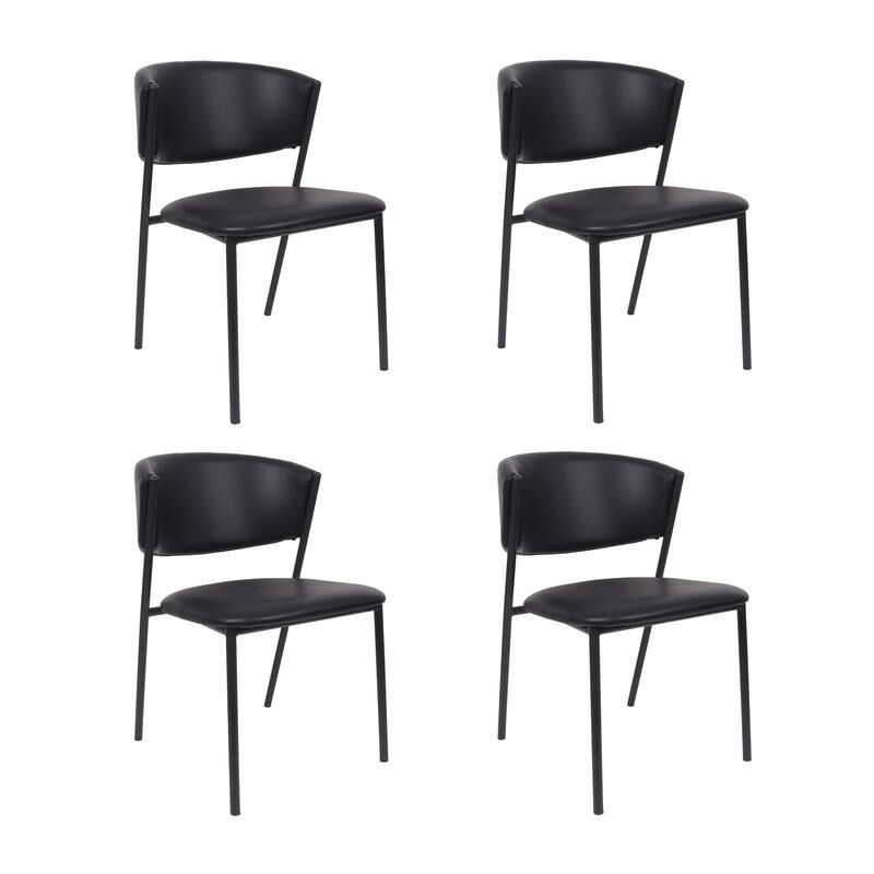 Manhattan Comfort Drift Vegan Leather Metal Side Chair - Set of 4