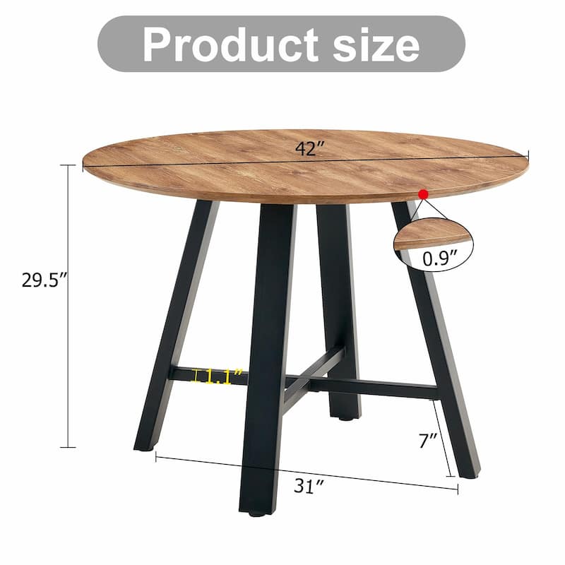 42" Round Dining Table - Metal Legs, Multi-Use