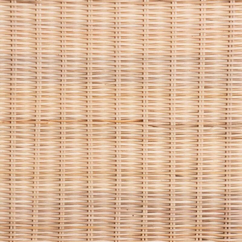 Weyman Scalloped Rattan End Table with Removable Tray Top - Handwoven Rattan Accent Table with Shelf, Coastal Boho Style