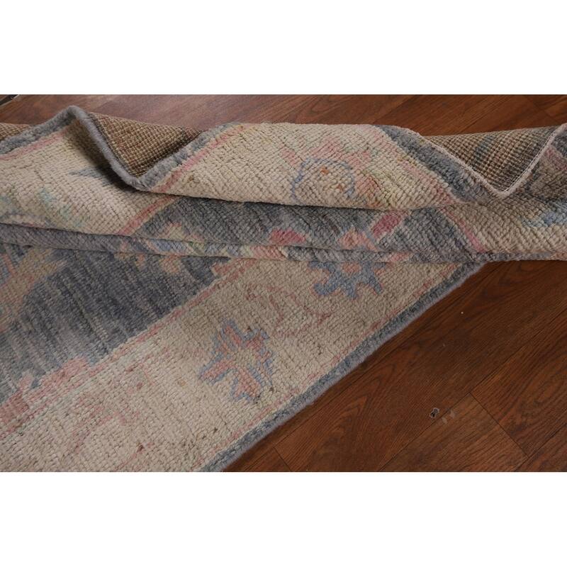Vegetable Dye Oushak Turkish Runner Rug Handmade Wool Carpet - 2'11"x 8'10"