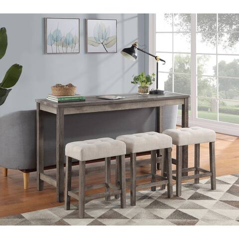 Oriana 4 Piece Counter Height 36" Pub Table Set with Tufted Linen Stools