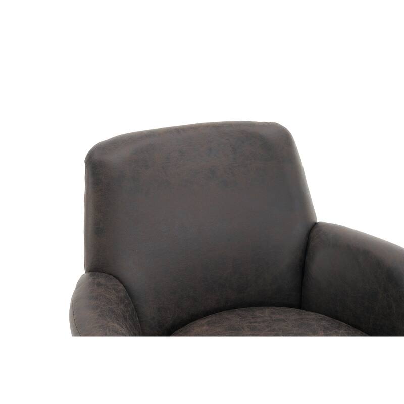 PU Leather Upholstered Swivel Barrel Chair, Ergonomic Single Sofa Chair, Lounge Reading Chair with Stainless Steel Base
