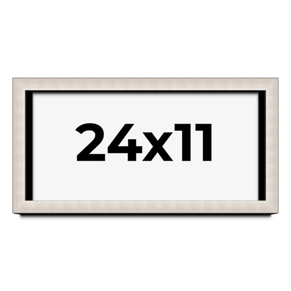 24x11 Shadow Box Frame Silver Real Wood Contemporary Shadowbox Display Frame UV Acrylic Front Acid Free Backing and Hardware