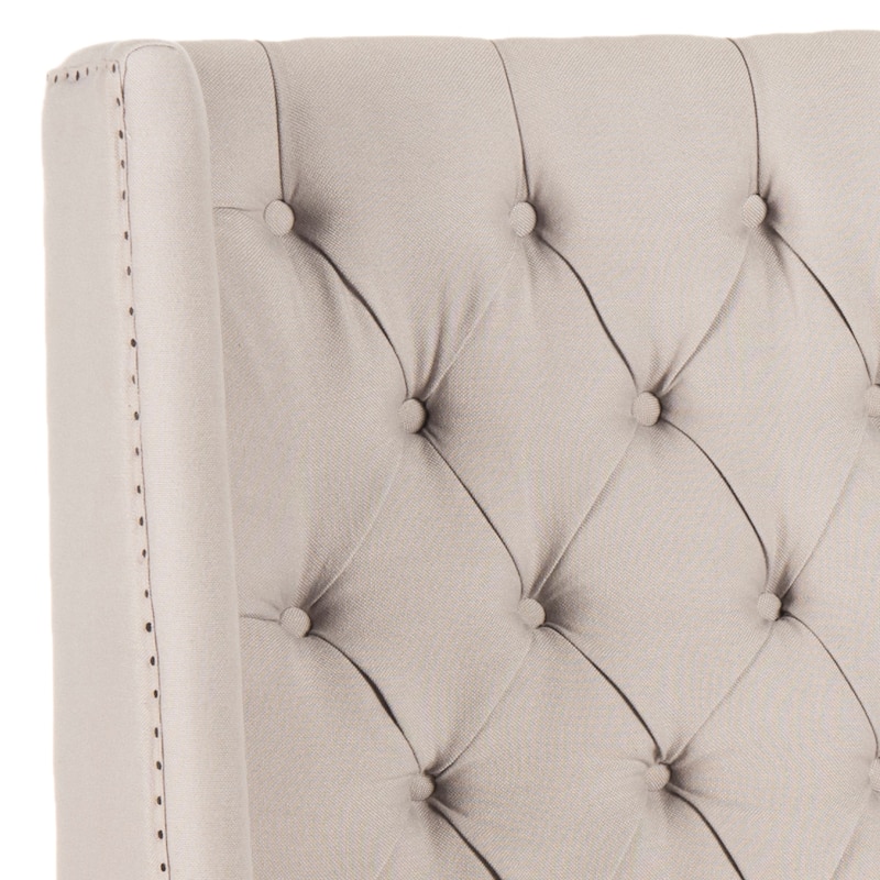SAFAVIEH Shandra Taupe Linen Upholstered Tufted Wingback Headboard (Full)