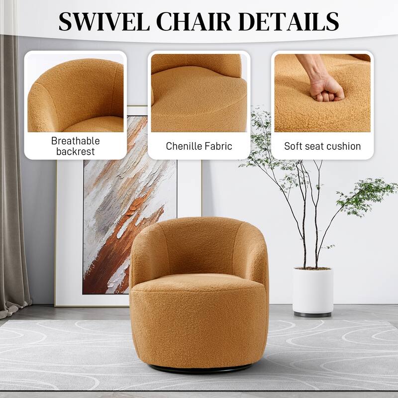 Ouyessir Swivel Barrel Chair Upholstered Armchair (Set of 1)