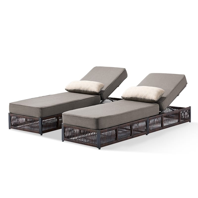 Pocassy Outdoor Lounge Chairs, Pool Lounge Chairs with Adjustable Backrest
