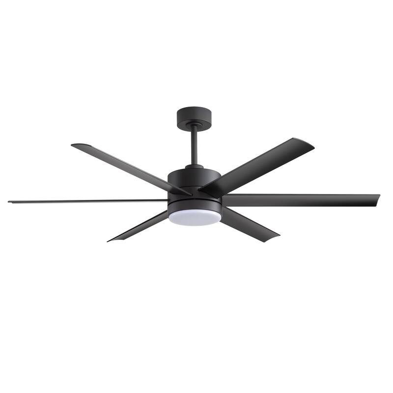 52"/ 65"/72" Black LED Ceiling Fan with Light Kit and Remote(5/8 Blade)