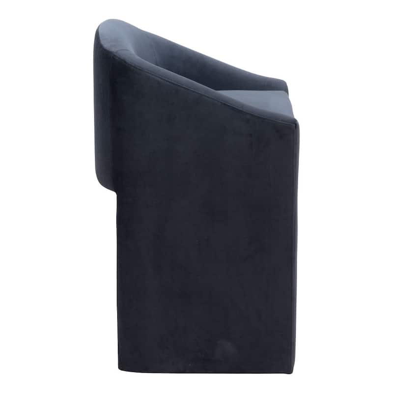 HomeRoots 26" Gray and Gold Velvet and Steel Counter Height Bar Chair