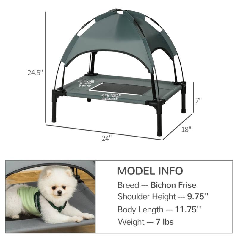 Foldable Elevated Pet Bed with Lightweight Steel Frame Including Travel Bag