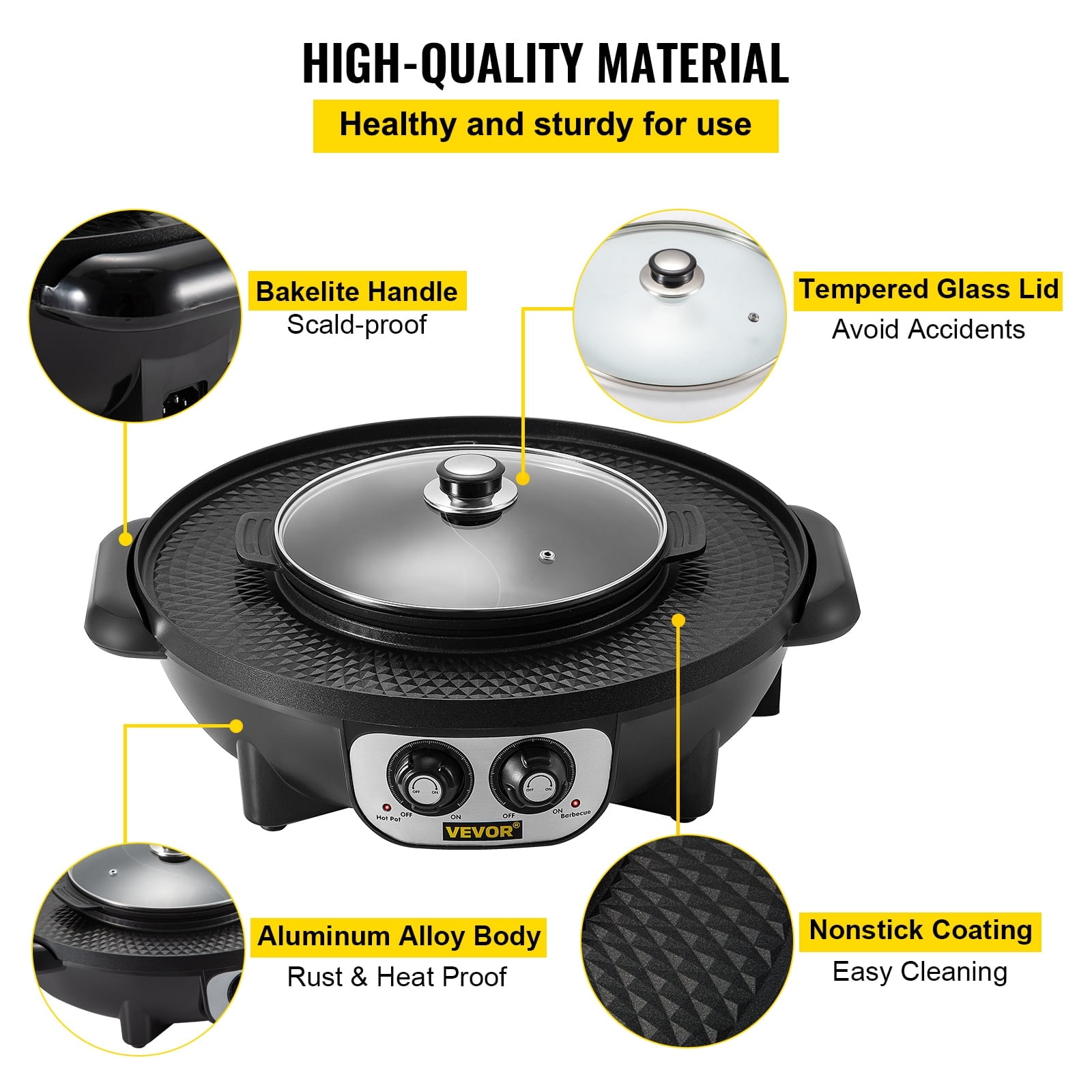 in Electric Hot Pot and Grill, 2200W BBQ Pan Grill and Hot Pot,  Multifunctional Teppanyaki Grill Pot with Dual Temp Control Bed Bath   Beyond 36679765