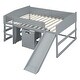 preview thumbnail 8 of 16, Full Size Low Study Loft Bed with Rolling Portable Desk and Chair,Multiple Functions Bed for Kids