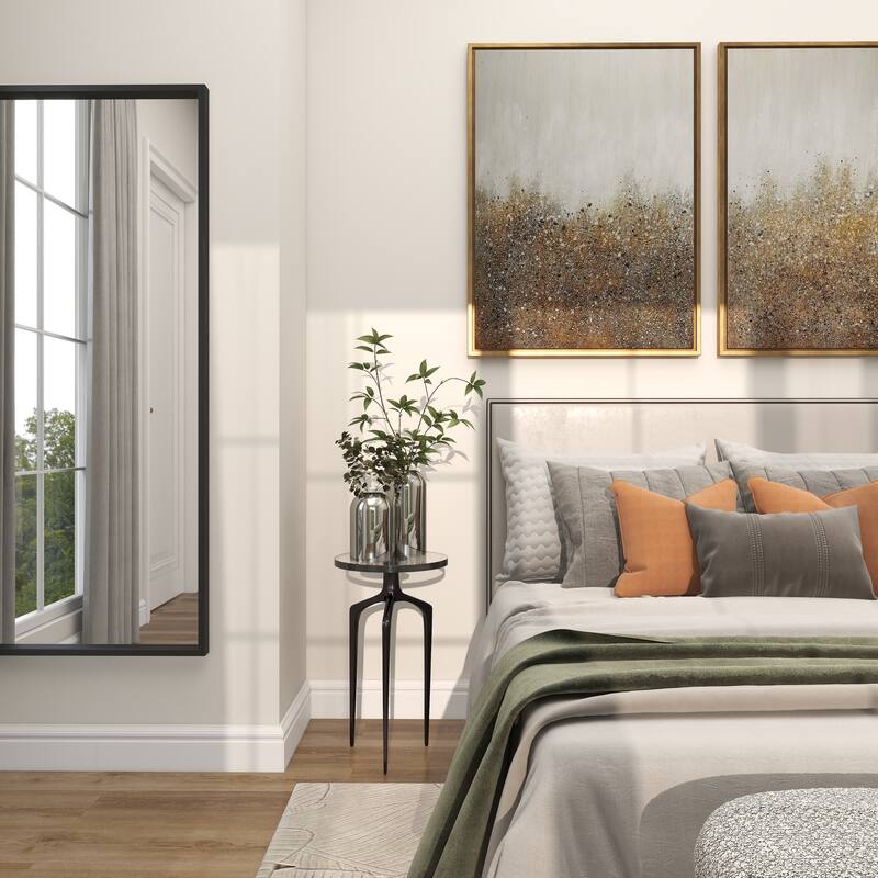 Black Aluminum Metal Accent Table with Textured Glass Tabletop