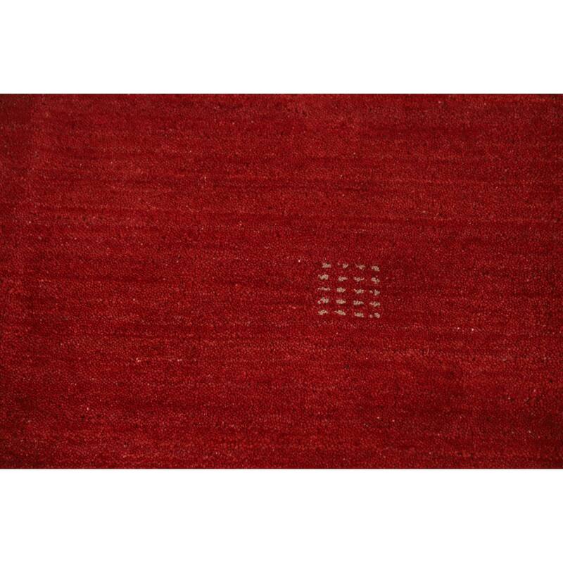 Red Gabbeh Indian Area Rug Hand-Knotted Oriental Wool Carpet - 6'8" x 9'8"