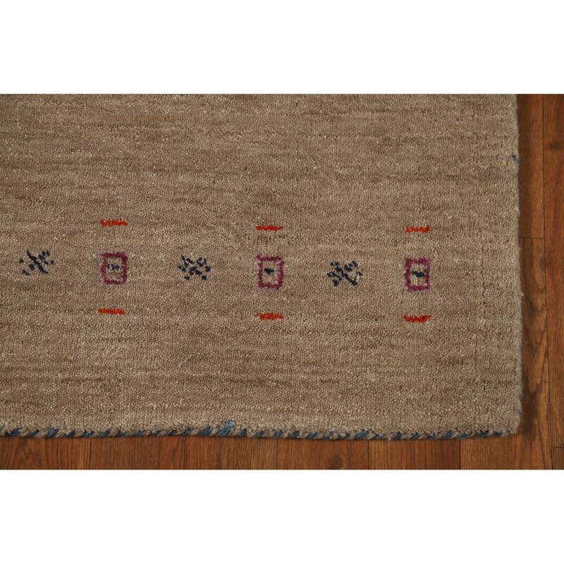 Hand Knotted Oriental 100% Wool Carpet Tribal Animal Pictorial Brown Gabbeh Area Rug - 4' 11'' X 3' 0''