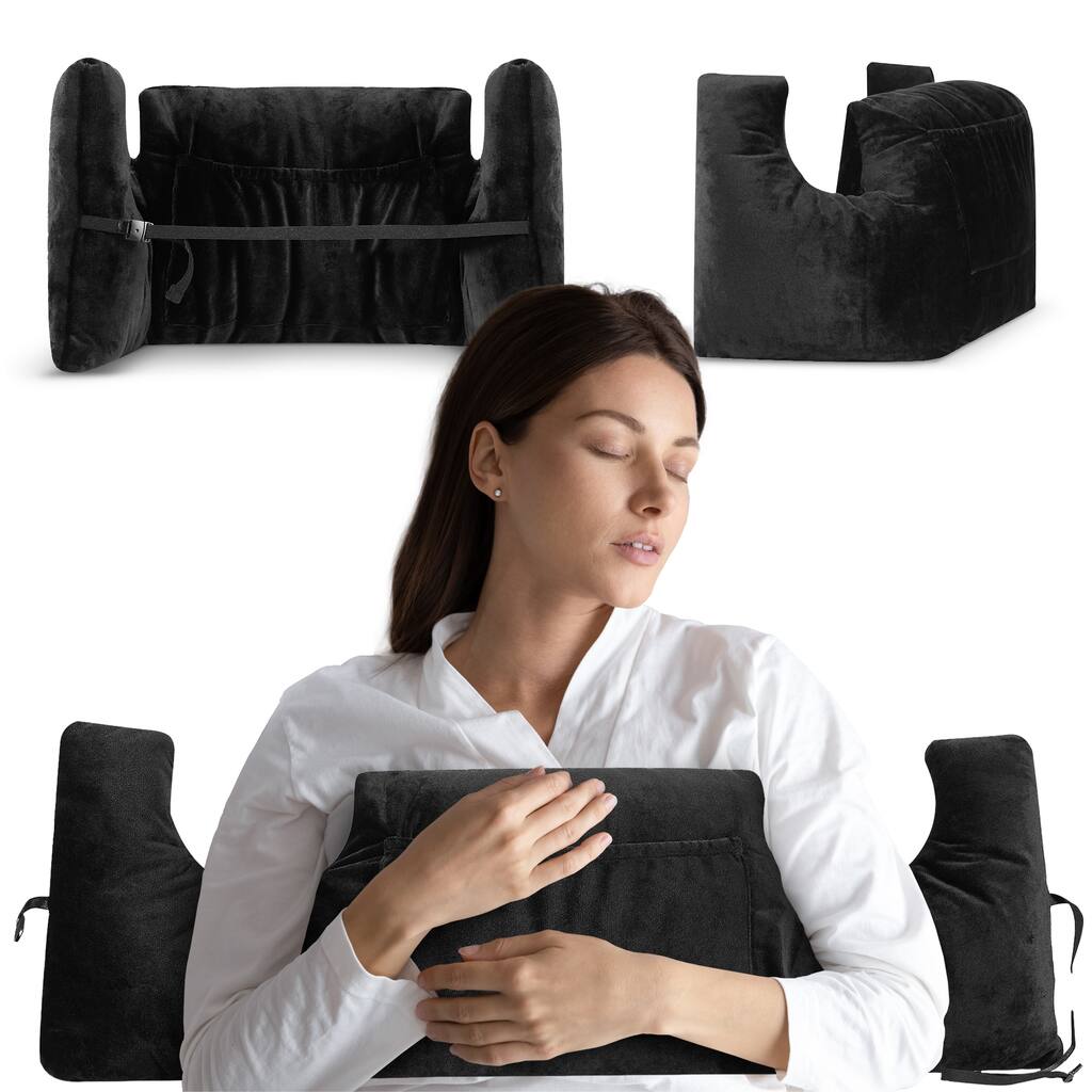 Cheer Collection Post Mastectomy Pillow with Front and Back Pockets - Black