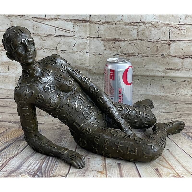 Signed Tribute To Dali Lady With Zodiac Outfit Bronze Sculpture Statue Figurine