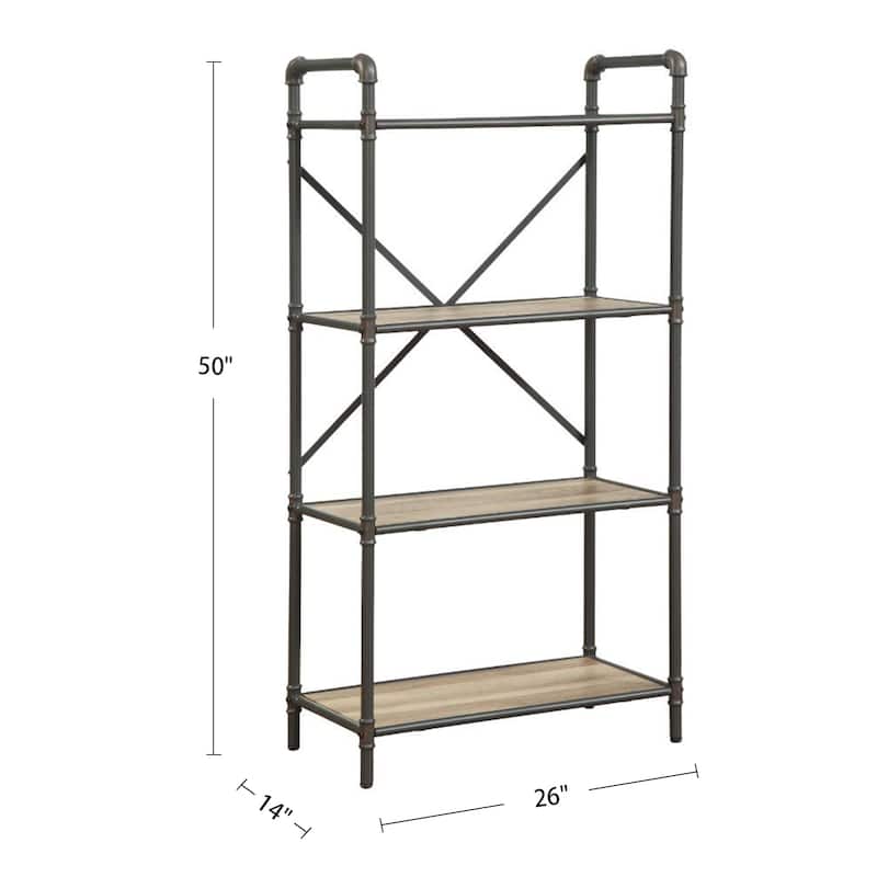 Rectangular 4 Tier Bookshelf in Antique Oak