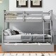 preview thumbnail 3 of 18, Twin over Full Bunk Bed with Ladder, Trundle, and Guardrail, Grey