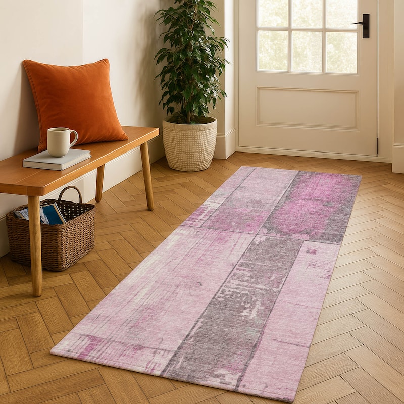 Premium Washable Super Soft Contemporary Styles Mayfield Rug - Pink - 2'3" x 7'6"