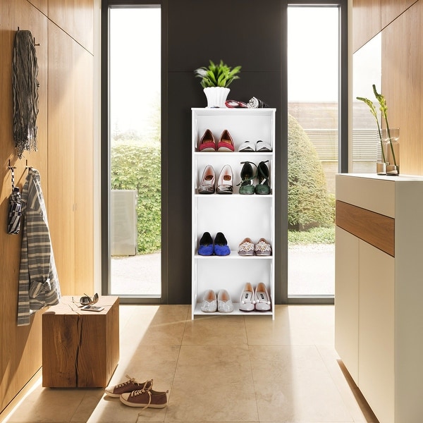 Finether 4-Tier Modular Side Cross Cut-Out Wood Plastic Composite Shelf