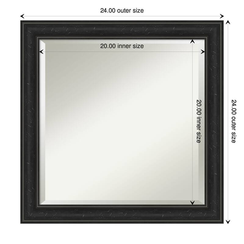 Beveled Wall Mirror - Shipwreck Black Narrow Frame - 24 x 24-inch - Shipwreck Black Narrow