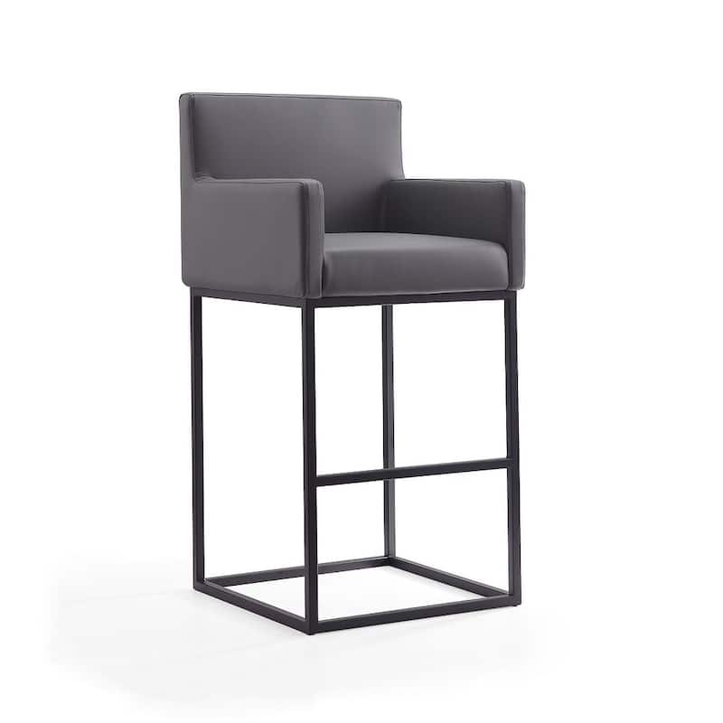 Manhattan Comfort Ambassador 42 in. Black Metal Barstool (Set of 2)