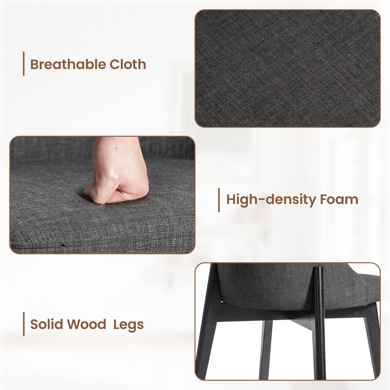 Upholstered Side Chair Dining Chairs Kitchen Chairs with Wood Legs Set of 2