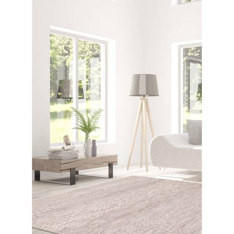 ECARPETGALLERY Hand-knotted Silk Shadow Light Grey Wool Rug - 4'0 x 6'2