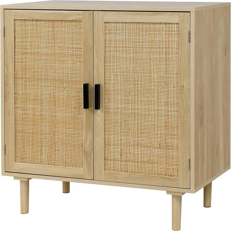 Sideboard Buffet CabinetKitchen Storage Cabinet - 15.8"D x 31.5"W x 34.6"H - Natural