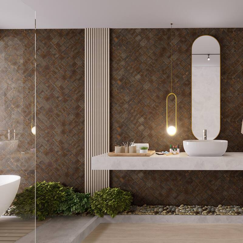 Merola Tile Joliet Dark Amber 3" x 12" Ceramic Wall Tile