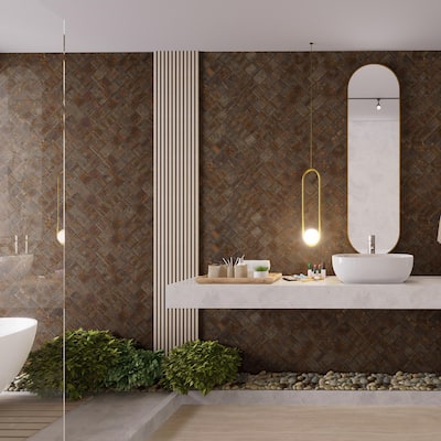 Merola Tile Joliet Dark Amber 3" x 12" Ceramic Wall Tile