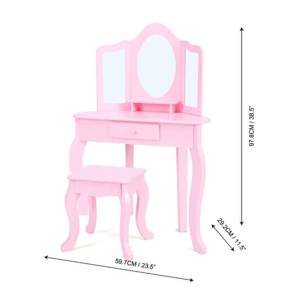 Little Lady Alessandra Medium Corner Play Vanity - Pink - 26"L x 11.625"W x 40"H