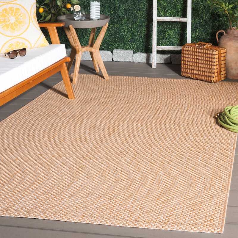 SAFAVIEH Courtyard Begajeta Indoor/Outdoor Waterproof Patio Backyard Rug. - 6'7" x 9'6" - Natural/Cream