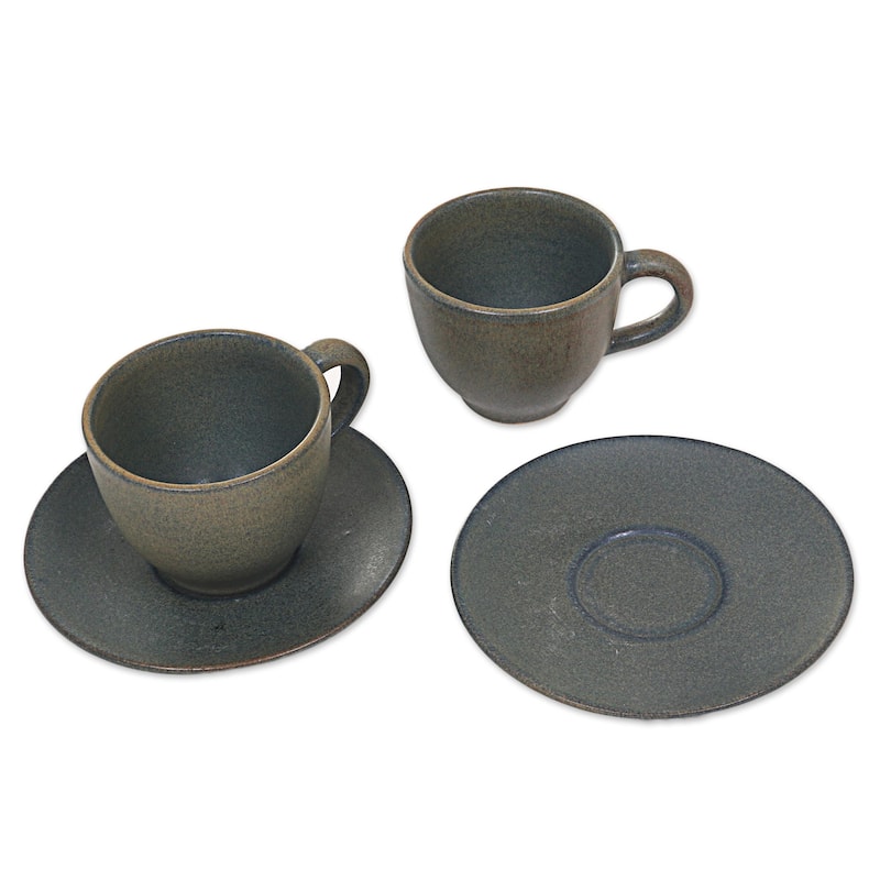 Novica Handmade Memory Ceramic Cups And Saucers (Pair)