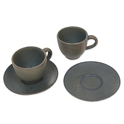 Novica Handmade Memory Ceramic Cups And Saucers (Pair)