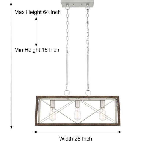 dimension image slide 5 of 6, Acroma 3 - Light Linear Modern Farmhouse Rectangle Chandelier - N/A