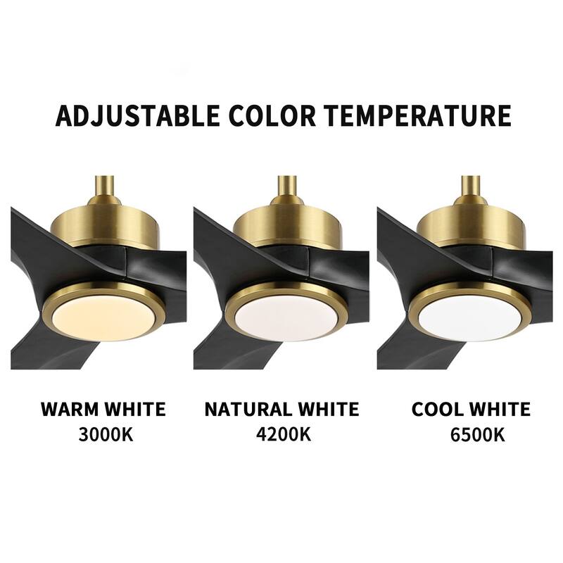 GetLedel 52-in Solid Wood Propeller LED Ceiling Fan with Remote and Light