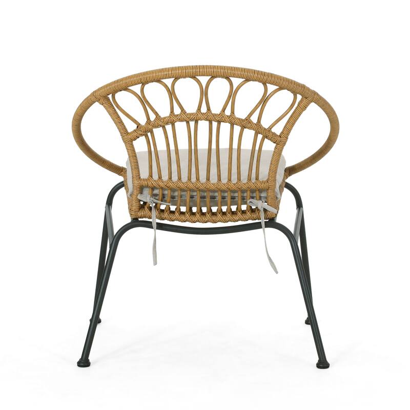 Roomfitters Banya Outdoor Rattan Chair Set with Cushions, Modern Patio Seating for Garden or Balcony, Light Brown