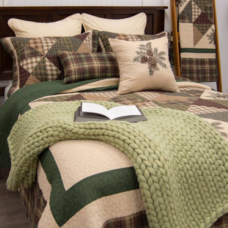 Donna Sharp Pine Star Cotton Pieced 3PC Quilt Set