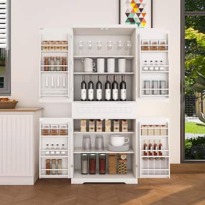 71" Farmhouse Pantry Cabinet - Adjustable Shelves & Drawer