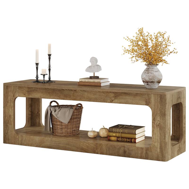 63-Inch Entryway Table with Storage Shelf, 2-Tier Sofa Console Table for Living Room, Hallway, Foyer